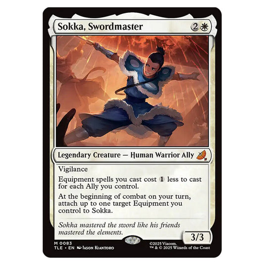 Sokka, Swordmaster 0083 card from the Magic The Gathering set Avatar: The Last Airbender Eternal