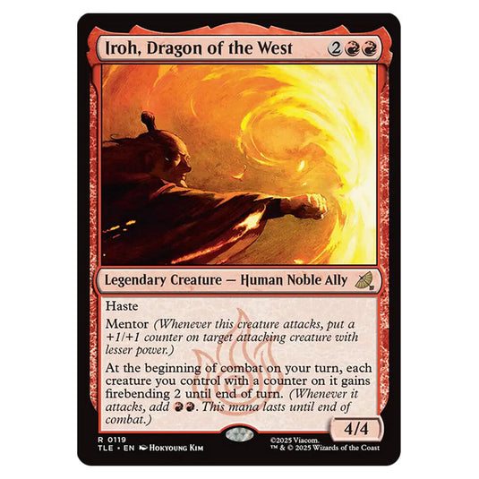 Iroh, Dragon of the West 0119 card from the Magic The Gathering set Avatar: The Last Airbender Eternal