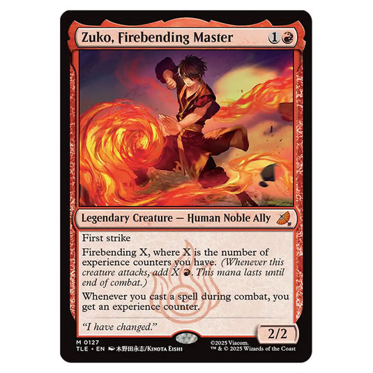 Zuko, Firebending Master 0127 card from the Magic The Gathering set Avatar: The Last Airbender Eternal