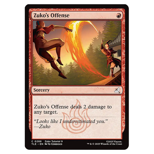 Zuko's Offense 0288 card from the Magic The Gathering set Avatar: The Last Airbender Eternal