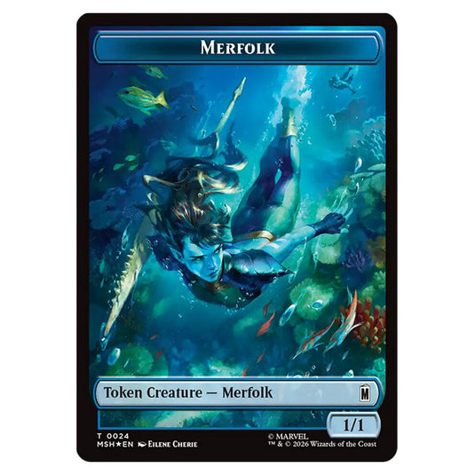 Merfolk 0024 card from the Magic The Gathering set Marvel Super Heroes Tokens