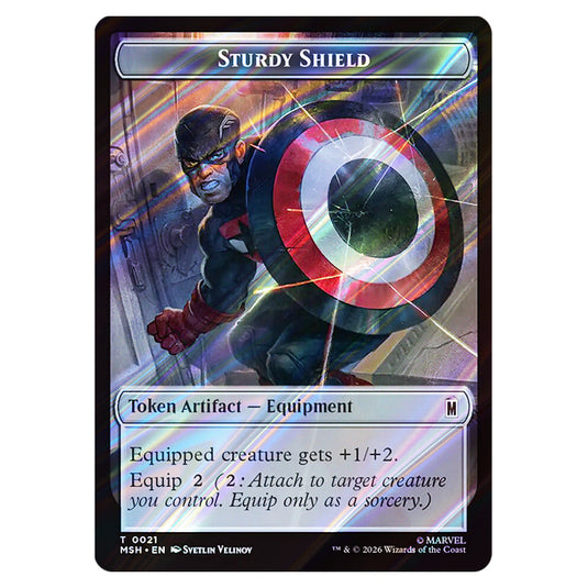 Sturdy Shield 0021 card from the Magic The Gathering set Marvel Super Heroes Tokens