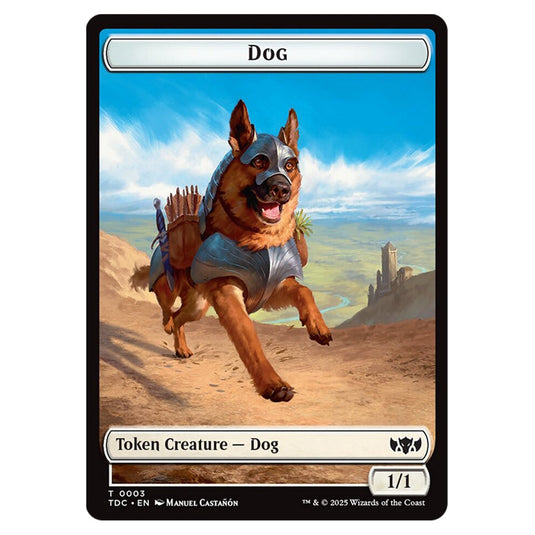 Dog 0003 card from the Magic The Gathering set Tarkir: Dragonstorm Commander Tokens