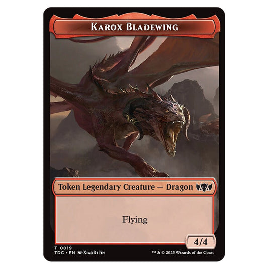 Karox Bladewing 0019 card from the Magic The Gathering set Tarkir: Dragonstorm Commander Tokens