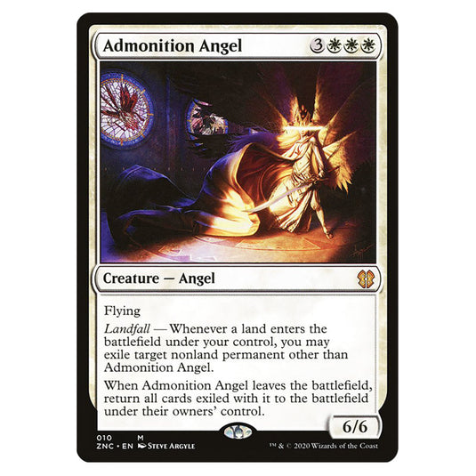 Admonition Angel 010 card from the Magic The Gathering set Zendikar Rising Commander