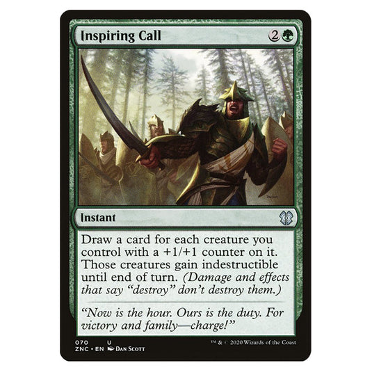 Inspiring Call 070 card from the Magic The Gathering set Zendikar Rising Commander
