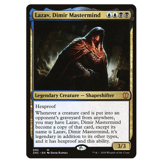 Lazav, Dimir Mastermind 092 card from the Magic The Gathering set Zendikar Rising Commander