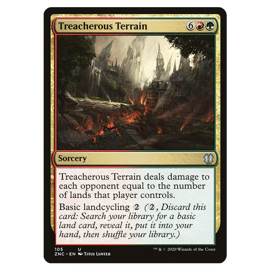 Treacherous Terrain 105 card from the Magic The Gathering set Zendikar Rising Commander