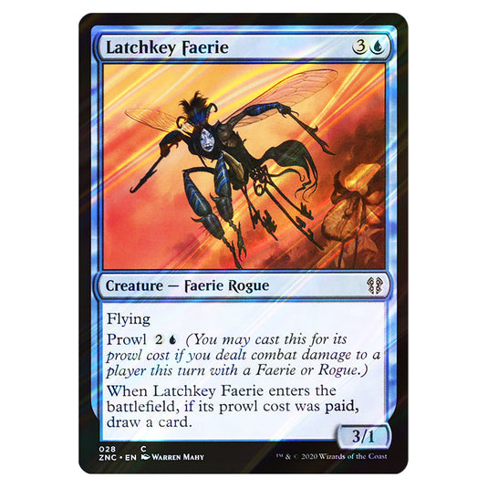 Latchkey Faerie 028 card from the Magic The Gathering set Zendikar Rising Commander