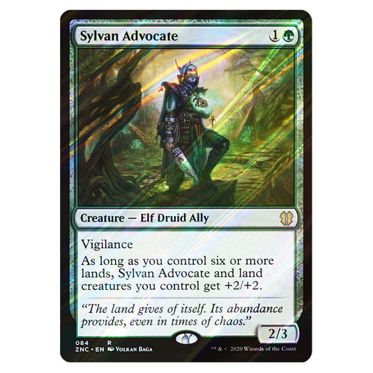 Sylvan Advocate 084 card from the Magic The Gathering set Zendikar Rising Commander