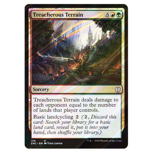 Treacherous Terrain 105 card from the Magic The Gathering set Zendikar Rising Commander