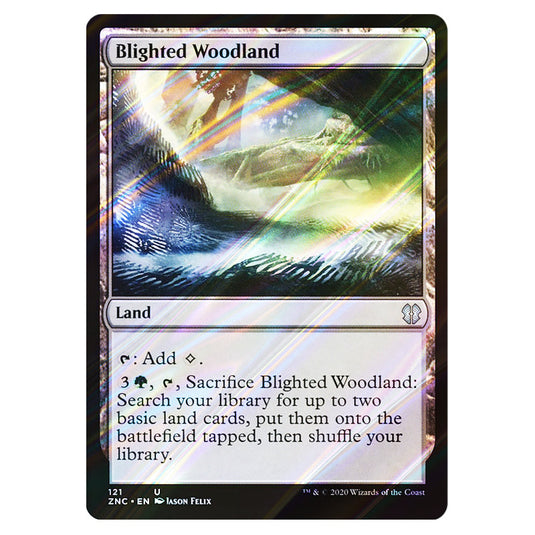 Blighted Woodland 121 card from the Magic The Gathering set Zendikar Rising Commander