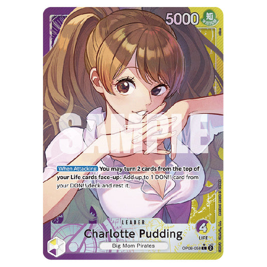 Charlotte Pudding OP08-058A card from the One Piece set Two Legends