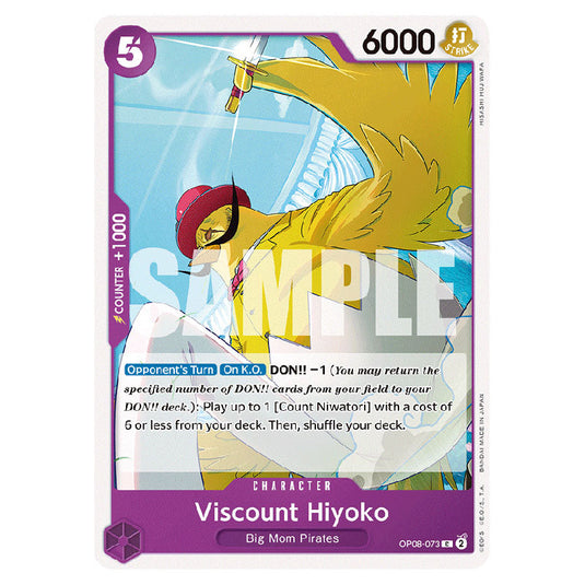 Viscount Hiyoko OP08-073 card from the One Piece set Two Legends