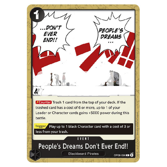 People's Dreams Don't Ever End!! OP08-096 card from the One Piece set Two Legends