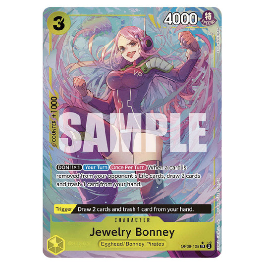 Jewelry Bonney OP08-105A card from the One Piece set Two Legends