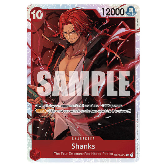 Shanks OP09-004 card from the One Piece set Emperors In The New World