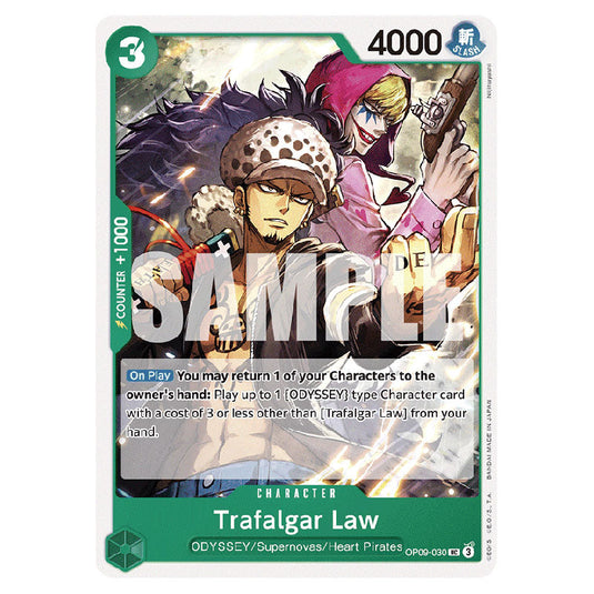 Trafalgar Law OP09-030 card from the One Piece set Emperors In The New World