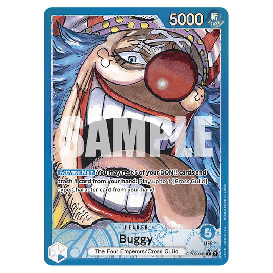 Buggy OP09-042a card from the One Piece set Emperors In The New World