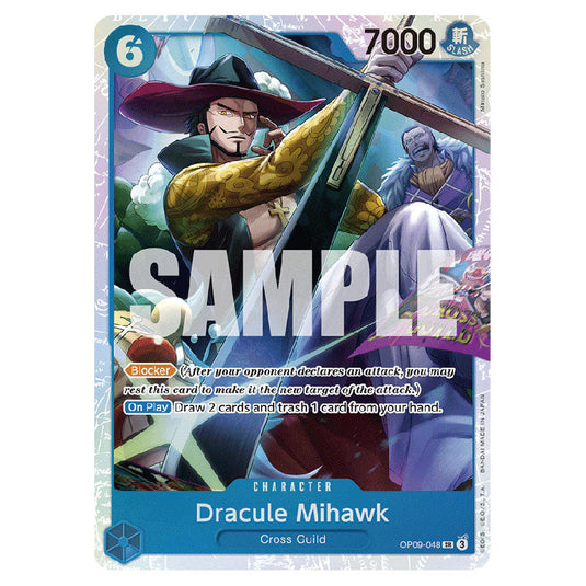 Dracule Mihawk OP09-048 card from the One Piece set Emperors In The New World