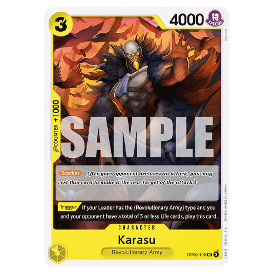 Karasu OP09-100 card from the One Piece set Emperors In The New World