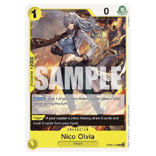 Nico Olvia OP09-106 card from the One Piece set Emperors In The New World