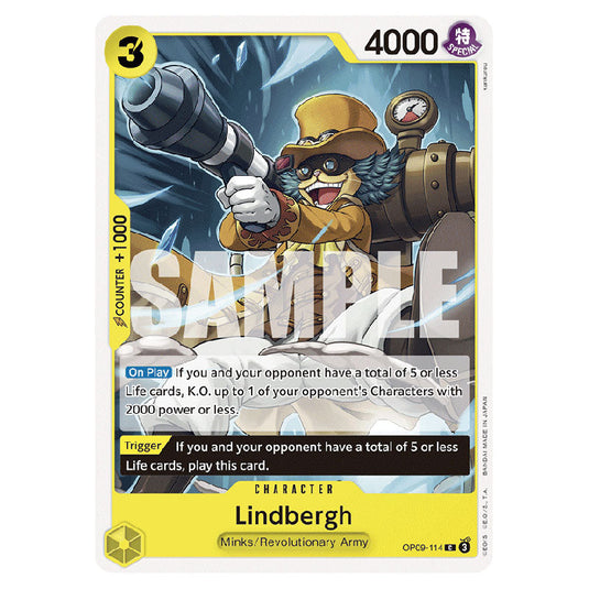 Lindbergh OP09-114 card from the One Piece set Emperors In The New World