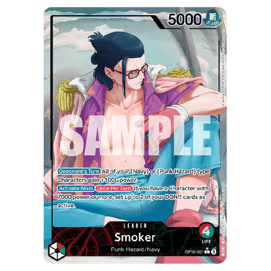 Smoker OP10-001a card from the One Piece set Royal Blood