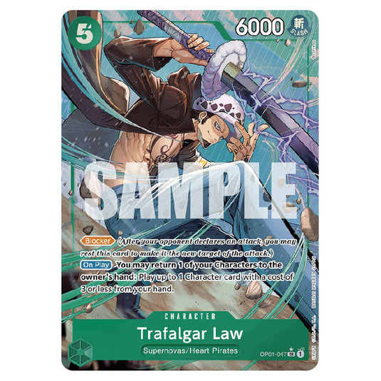 Trafalgar Law PRB-01-OP01-047a card from the One Piece set Premium Booster