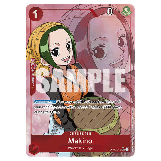 Makino PRB-01-OP02-015b card from the One Piece set Premium Booster