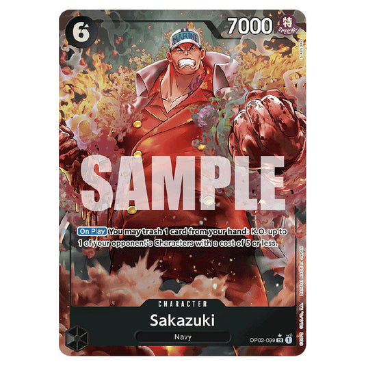 Sakazuki PRB-01-OP02-099a card from the One Piece set Premium Booster