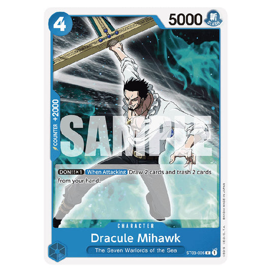 Dracule Mihawk PRB-01-ST03-005 card from the One Piece set Premium Booster