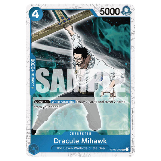 Dracule Mihawk PRB-01-ST03-005a card from the One Piece set Premium Booster