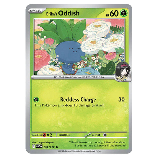 Erika's Oddish 001 card from the Pokemon set Ascended Heroes