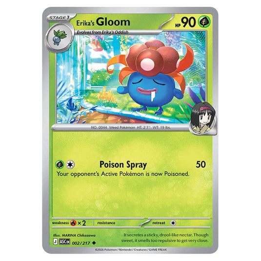 Erika's Gloom 002 card from the Pokemon set Ascended Heroes