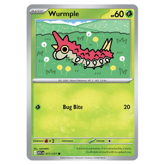 Wurmple 011 card from the Pokemon set Ascended Heroes