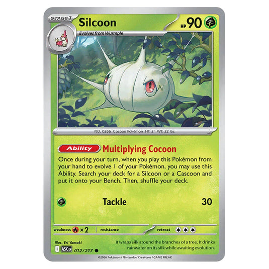 Silcoon 012 card from the Pokemon set Ascended Heroes