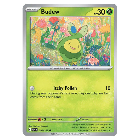 Budew 016 card from the Pokemon set Ascended Heroes