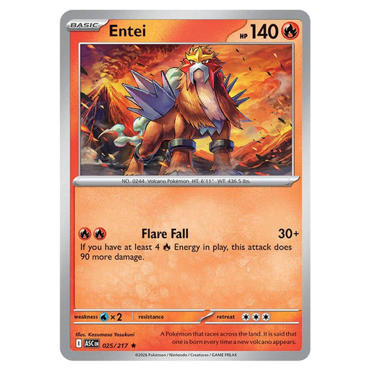 Entei 025 card from the Pokemon set Ascended Heroes