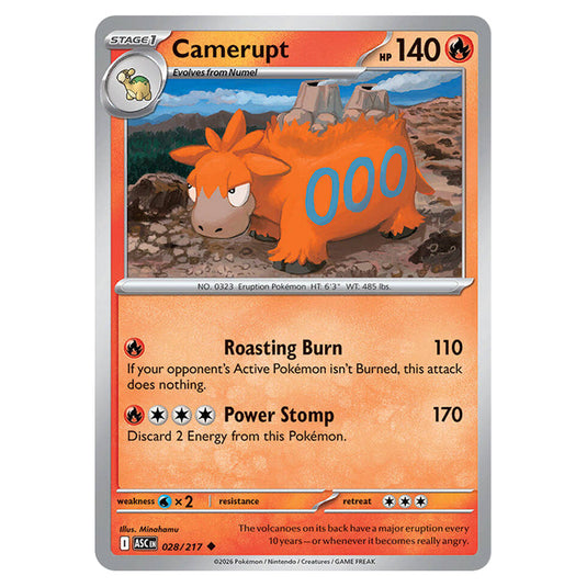 Camerupt 028 card from the Pokemon set Ascended Heroes