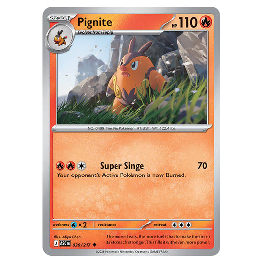 Pignite 030 card from the Pokemon set Ascended Heroes