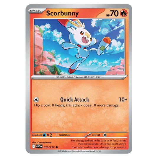 Scorbunny 036 card from the Pokemon set Ascended Heroes