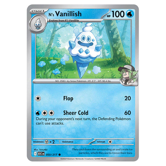 N's Vanillish 050 card from the Pokemon set Ascended Heroes