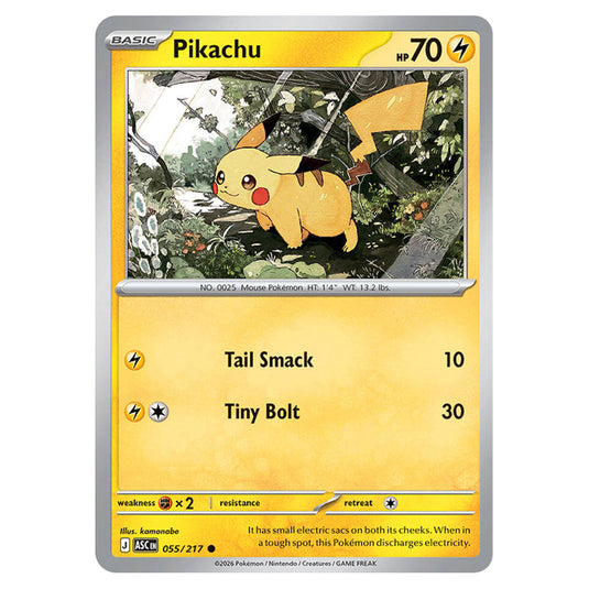 Pikachu 055 card from the Pokemon set Ascended Heroes