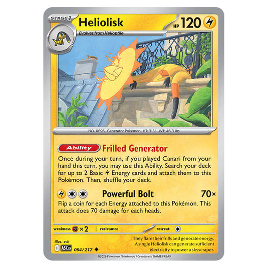 Heliolisk 064 card from the Pokemon set Ascended Heroes