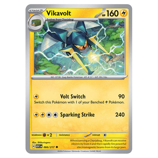 Vikavolt 066 card from the Pokemon set Ascended Heroes