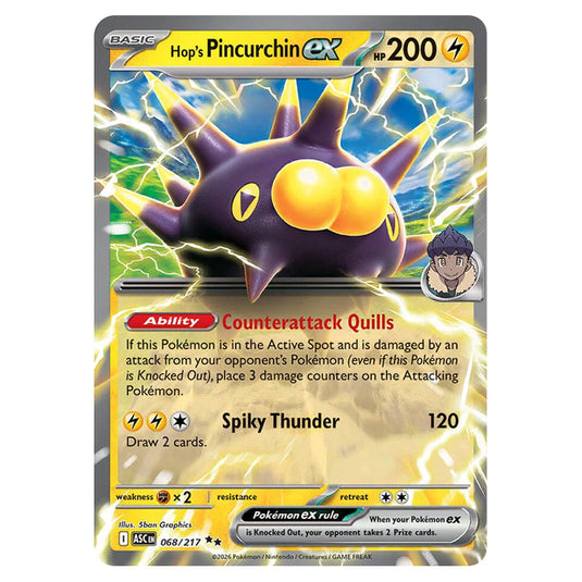 Hop's Pincurchin ex 068 card from the Pokemon set Ascended Heroes