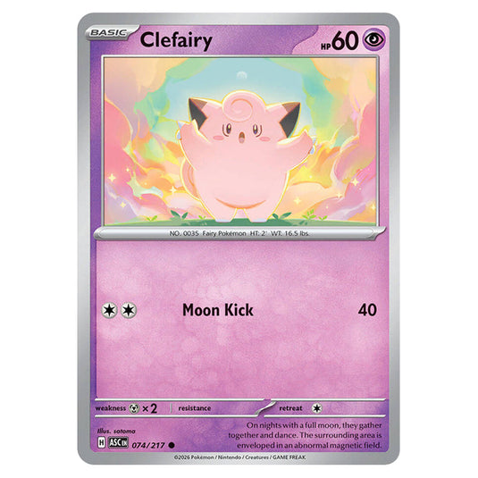 Clefairy 074 card from the Pokemon set Ascended Heroes