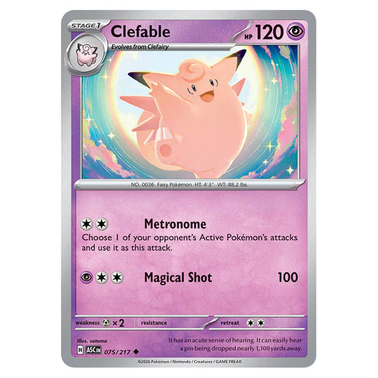 Clefable 075 card from the Pokemon set Ascended Heroes