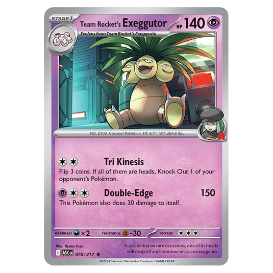 Team Rocket's Exeggutor 078 card from the Pokemon set Ascended Heroes